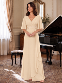 V-Neck Chiffon Lace Mother of the Bride Dresses