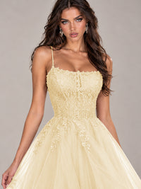 Lace Corset Ball Gown Prom Dress with Cascading Tulle Ruffles
