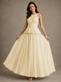 A-Line Chiffon Mother of the Bride Dress with Lace Appliques