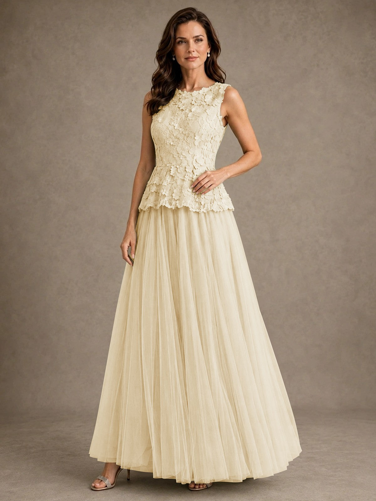 A-Line Chiffon Mother of the Bride Dress with Lace Appliques