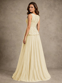 A-Line Chiffon Mother of the Bride Dress with Lace Appliques