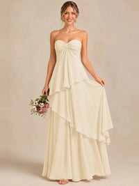 Strapless Chiffon Bridesmaid Dress with Tiered Ruffles