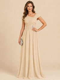 Cap Sleeve Mother of The Bride Dresses Long Chiffon Formal Gowns