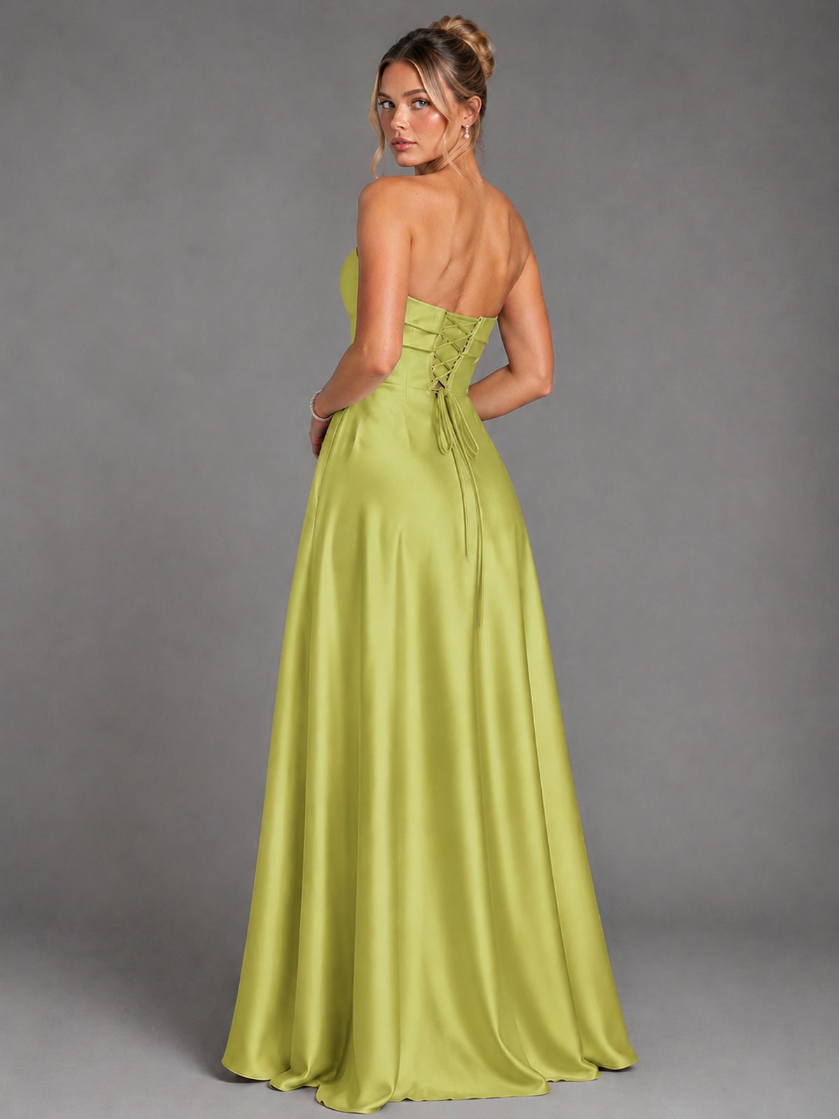 Sweetheart Neck Strapless Satin A-Line Prom Dress