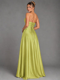 Sweetheart Neck Strapless Satin A-Line Prom Dress
