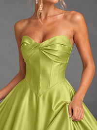 Sweetheart Neck Strapless Satin A-Line Prom Dress