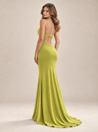 Light Blue Strapless Sweetheart Mermaid Prom Dress with Pleated Bodice