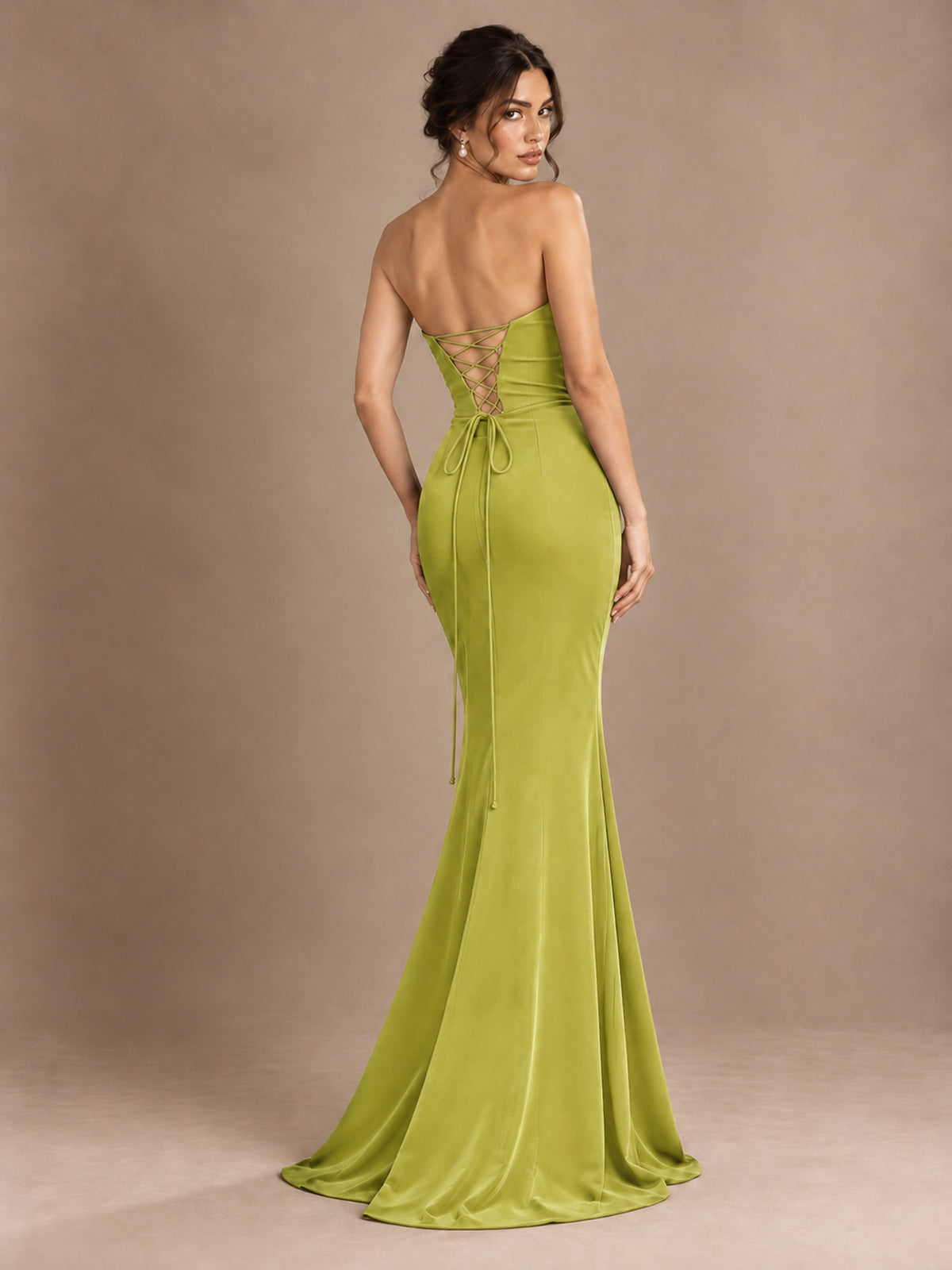 Emerald Green Strapless Mermaid Prom Dress with 3D Rose & Keyhole Cutout