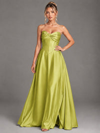 Sweetheart Neck Strapless Satin A-Line Prom Dress