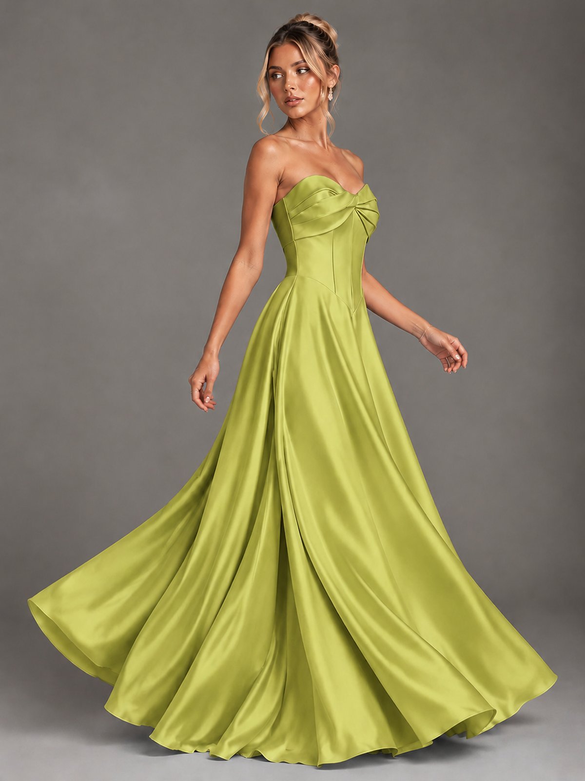 Sweetheart Neck Strapless Satin A-Line Prom Dress