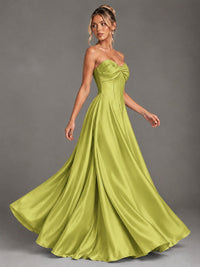Sweetheart Neck Strapless Satin A-Line Prom Dress