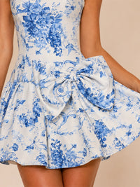Strapless Floral Bow Homecoming Dress