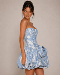 Strapless Floral Corset Homecoming Dress