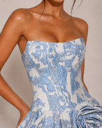 Strapless Floral Corset Homecoming Dress