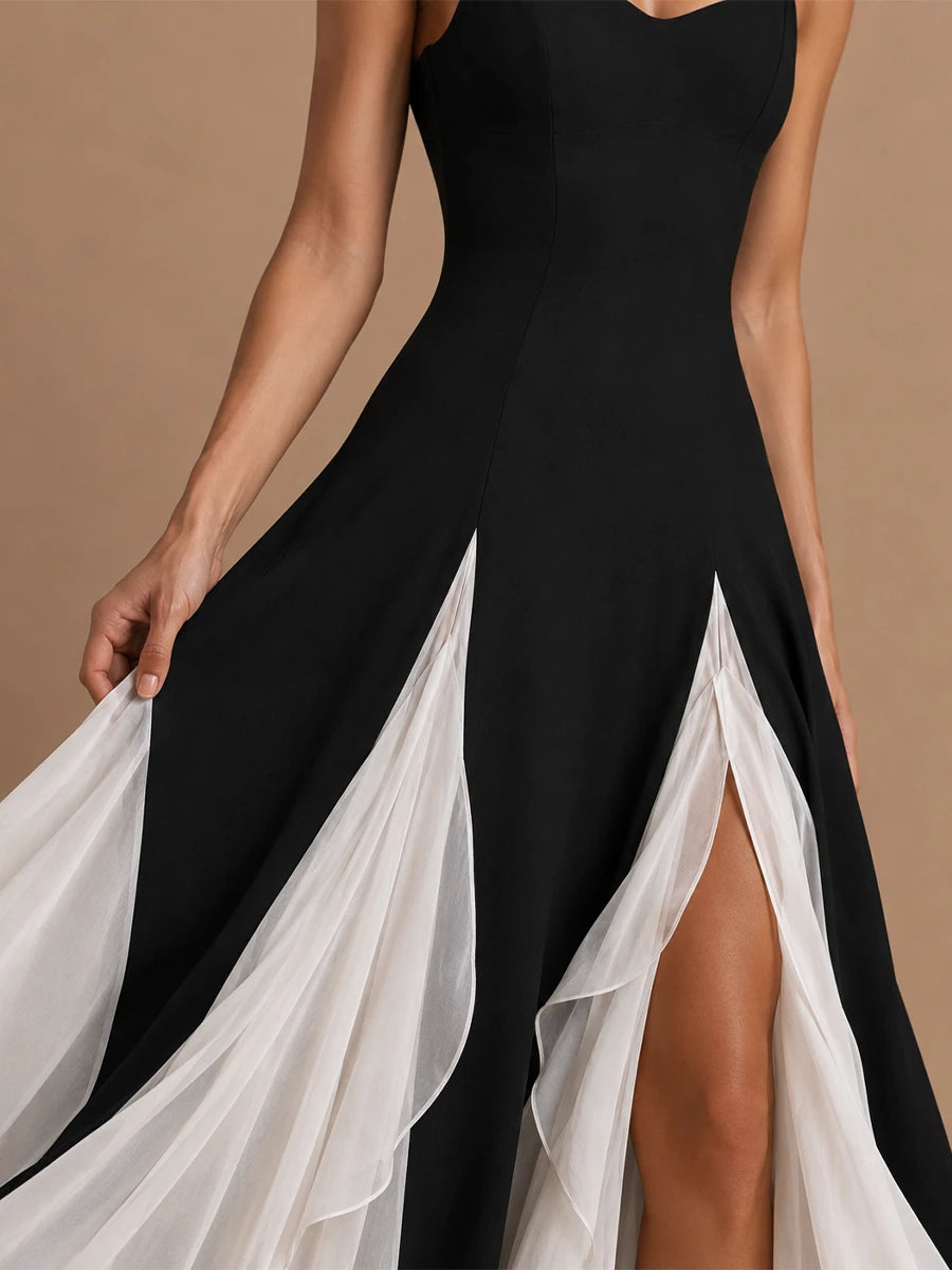 Two-Tone Chiffon Prom Dress with Slit