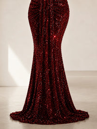 Sequin Mermaid Prom Dress with V-Neck and Ruched Waist