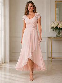 Chiffon Mother of the Bride & Groom Dress with Applique and Sequins