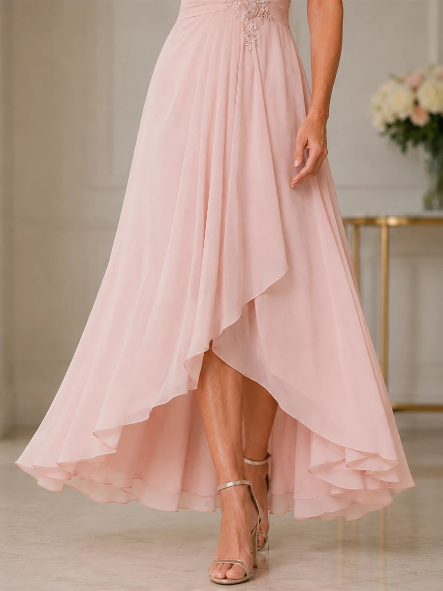 Chiffon Mother of the Bride & Groom Dress with Applique and Sequins