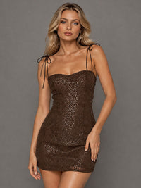 Navy Blue Sequin Spaghetti Strap Mini Dress