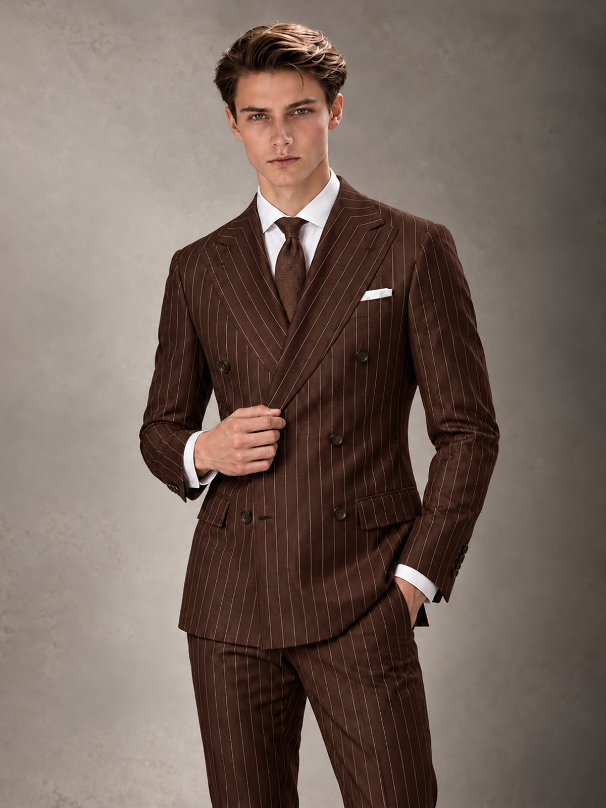 Double Breasted Pinstripe Men's Suit 2 Piece (Jacket & Pants) for Wedding & Formal Prom