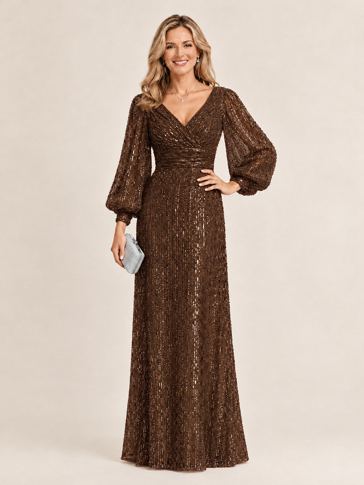 Sparkle Sequin Mother of The Bride Dresses with Long Sleeves