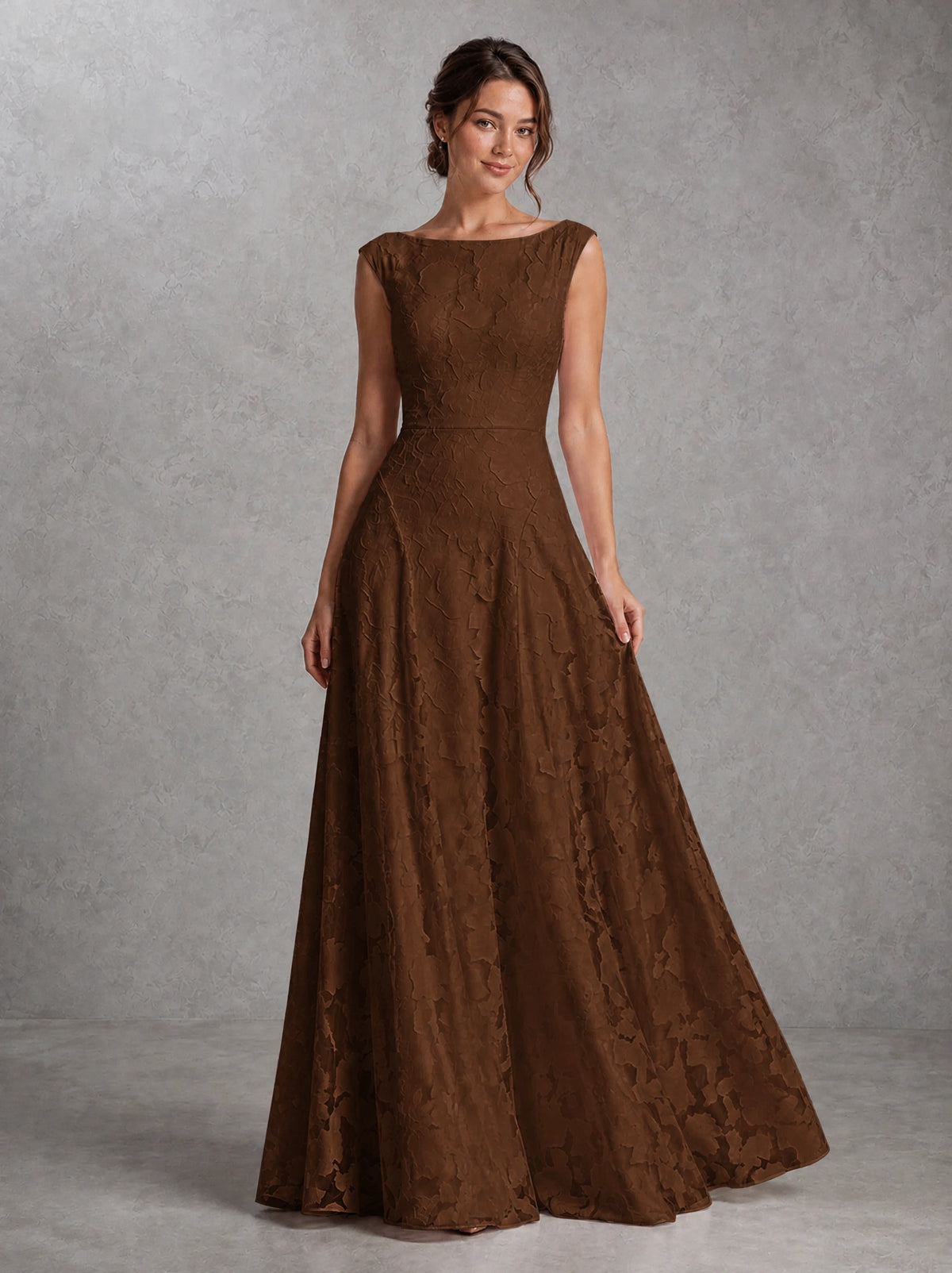 Blush Pink Lace Applique A-Line Bridesmaid Dress