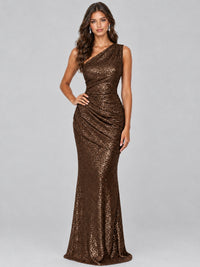 Sequin Mermaid One Shoulder Prom Dress Long formal Gown
