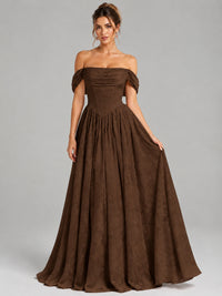 Off Shoulder Jacquard A-Line Maxi Dress