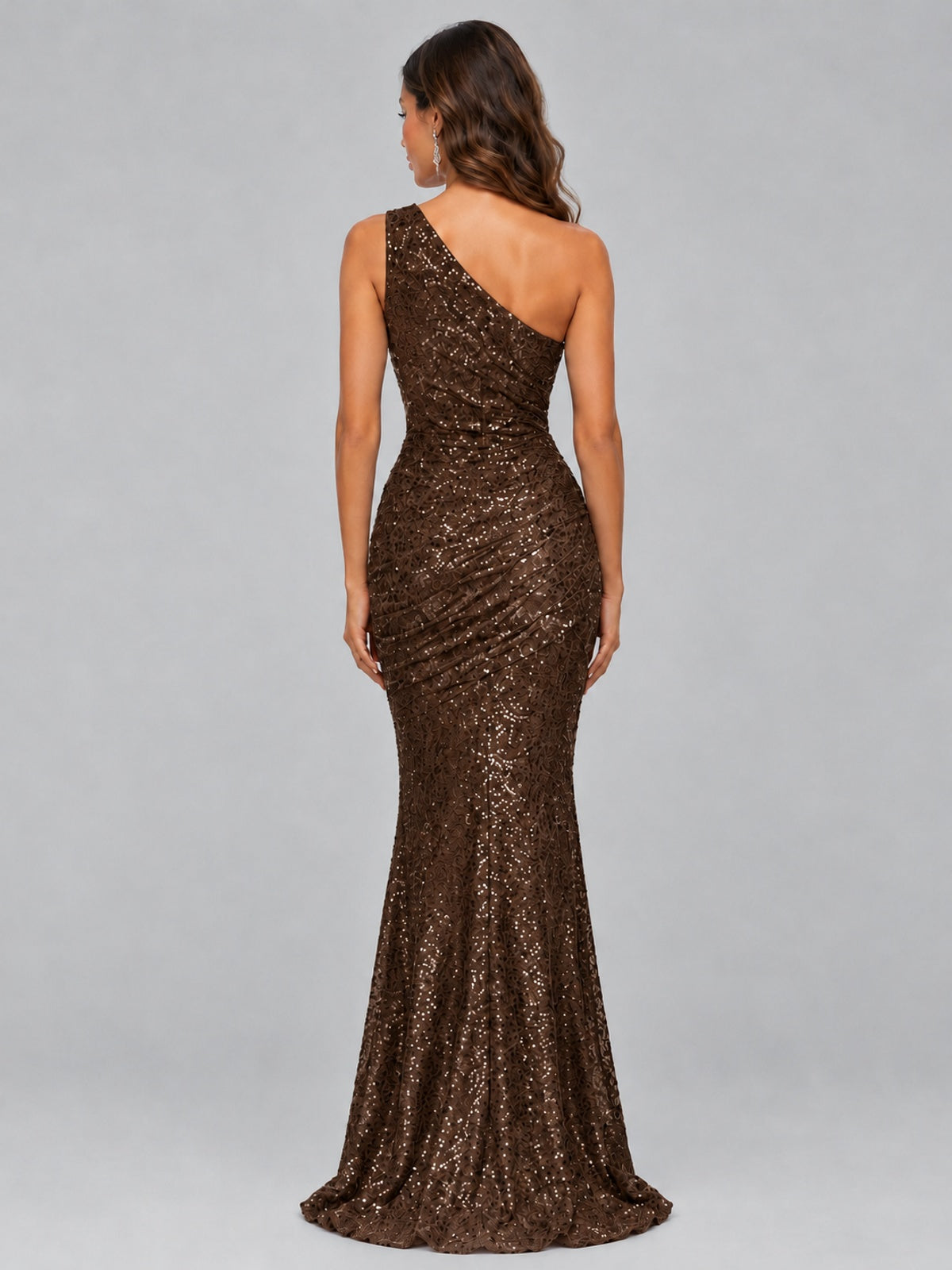 Sequin Mermaid One Shoulder Prom Dress Long formal Gown
