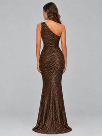 Sequin Mermaid One Shoulder Prom Dress Long formal Gown