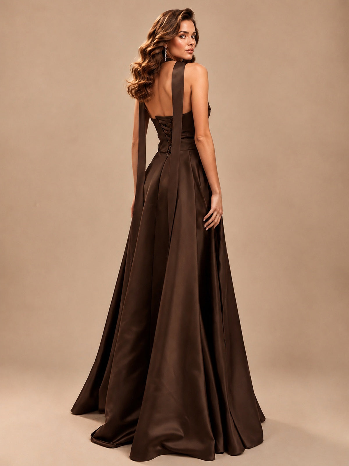 Strapless Prom Dress Side High Slit A-line Formal Dress with Scarf