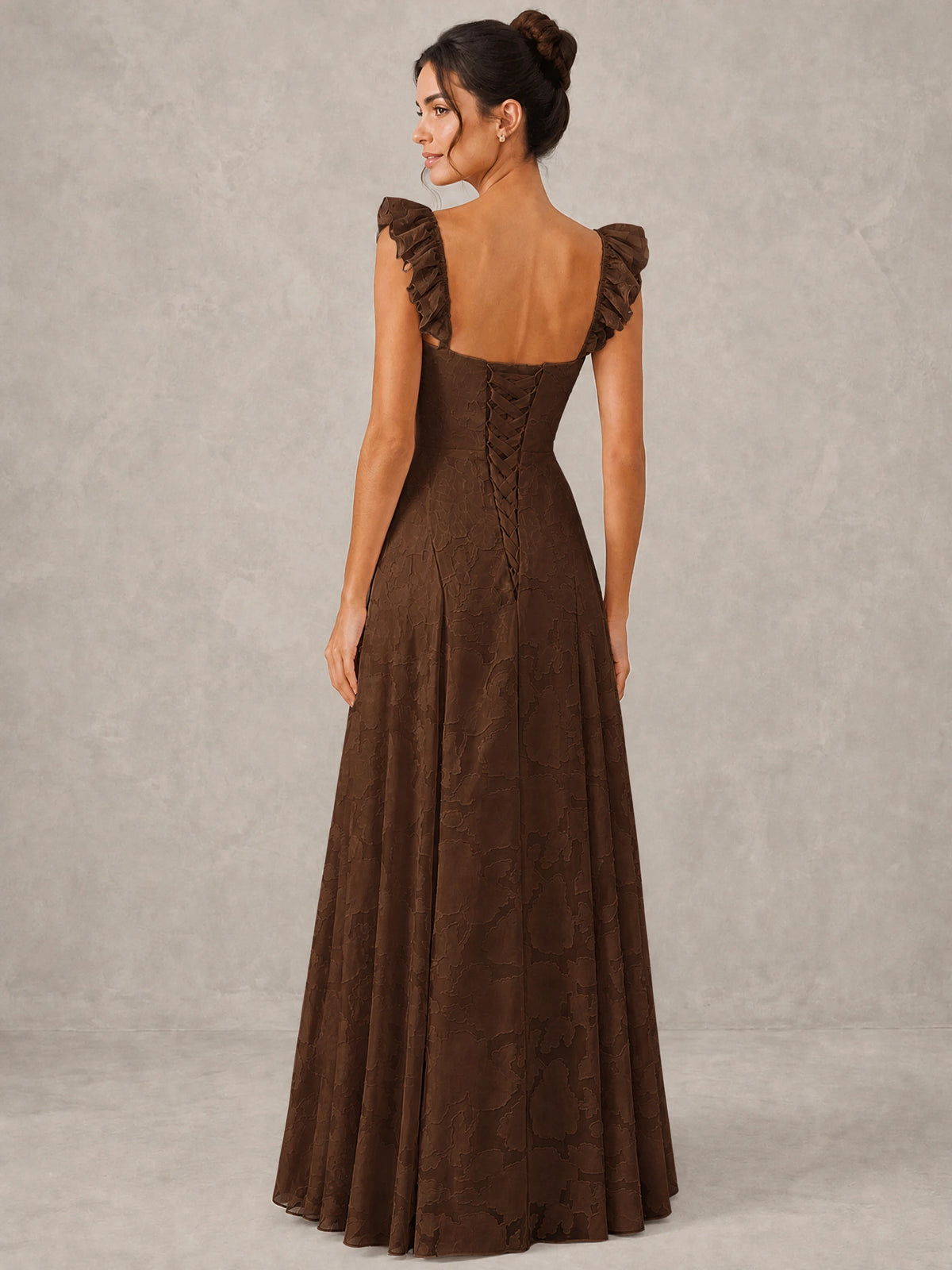 Jacquard Square Neck A-Line Maxi Dress