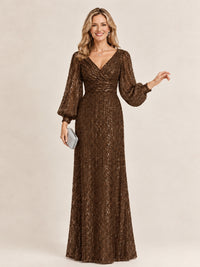 Sparkle Sequin Mother of The Bride Dresses with Long Sleeves