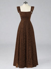 Jacquard Square Neck A-Line Maxi Dress