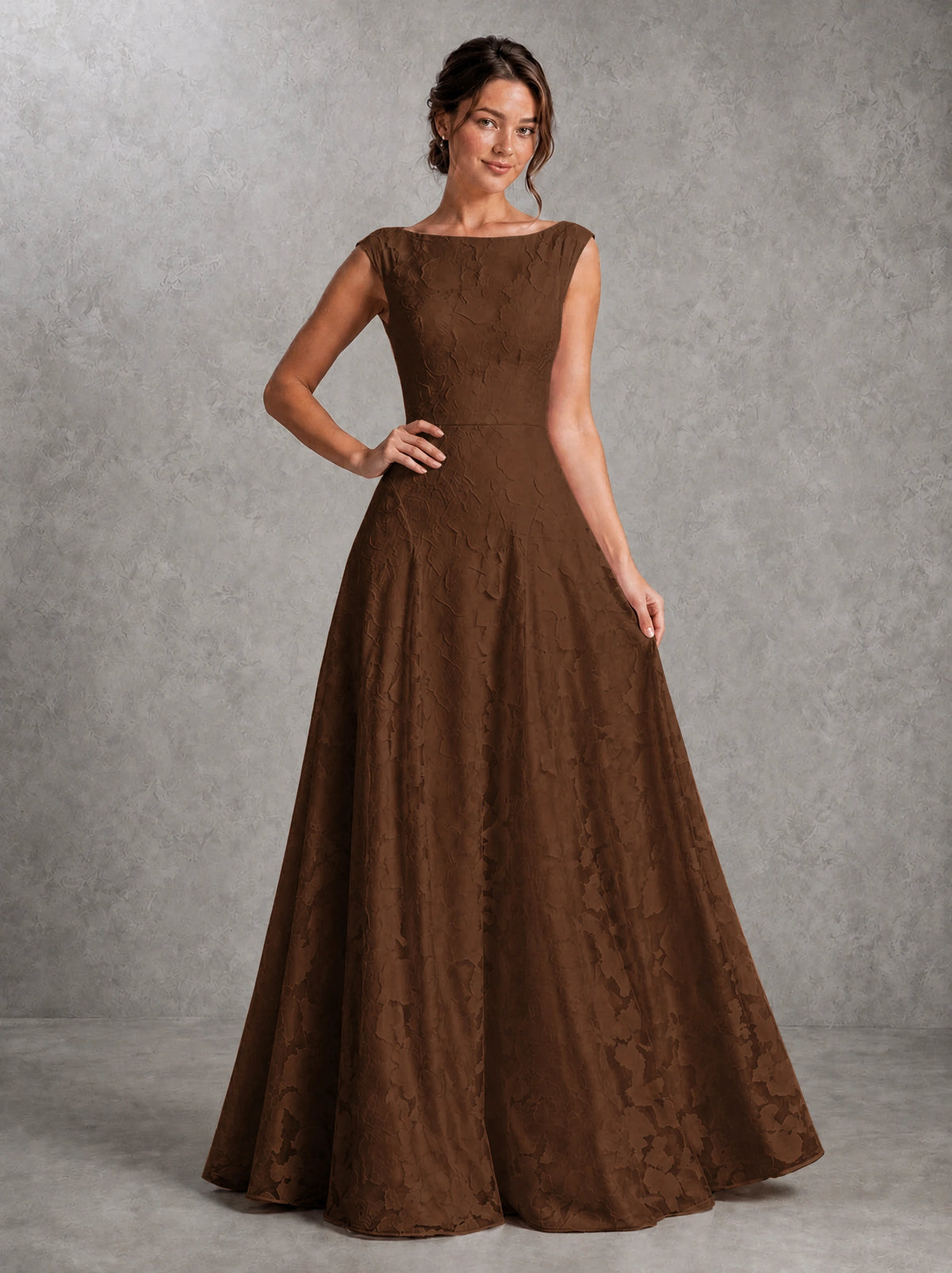Blush Pink Lace Applique A-Line Bridesmaid Dress