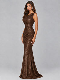 Sequin Mermaid One Shoulder Prom Dress Long formal Gown