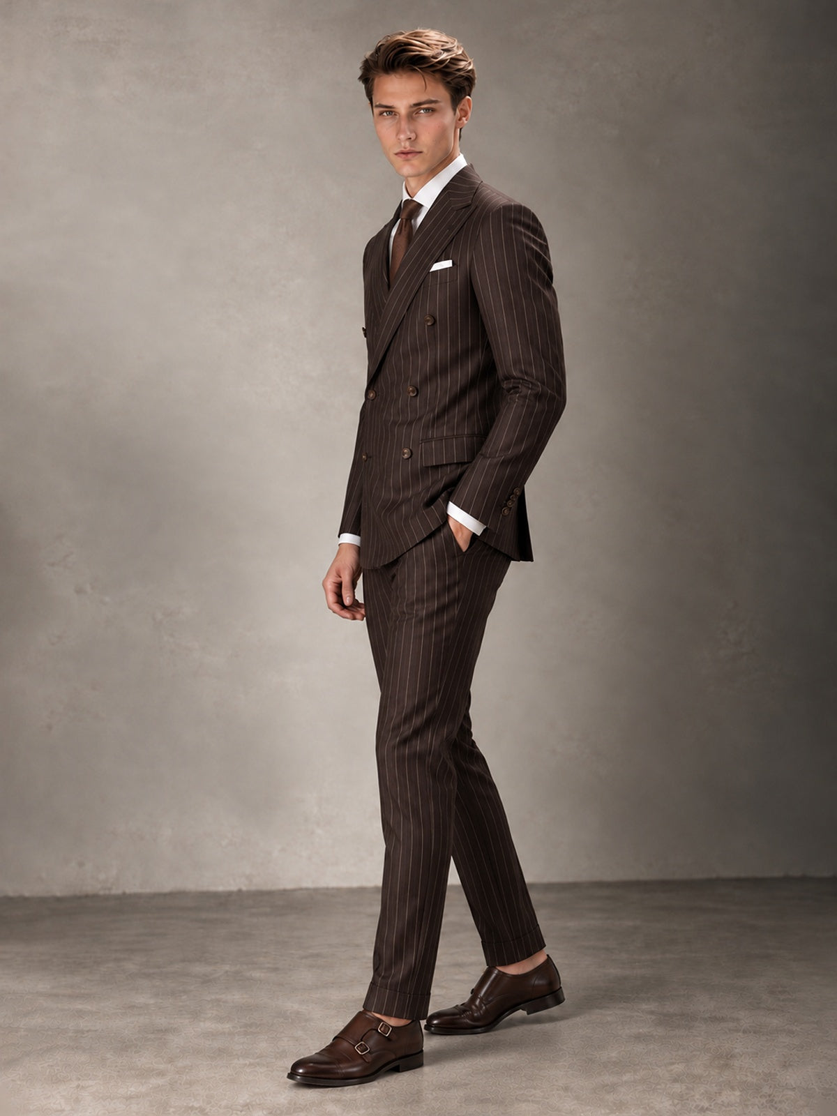 Double Breasted Pinstripe Men's Suit 2 Piece (Jacket & Pants) for Wedding & Formal Prom