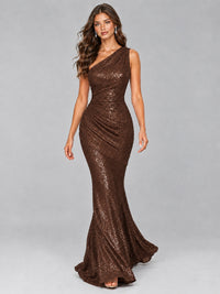 Sequin Mermaid One Shoulder Prom Dress Long formal Gown