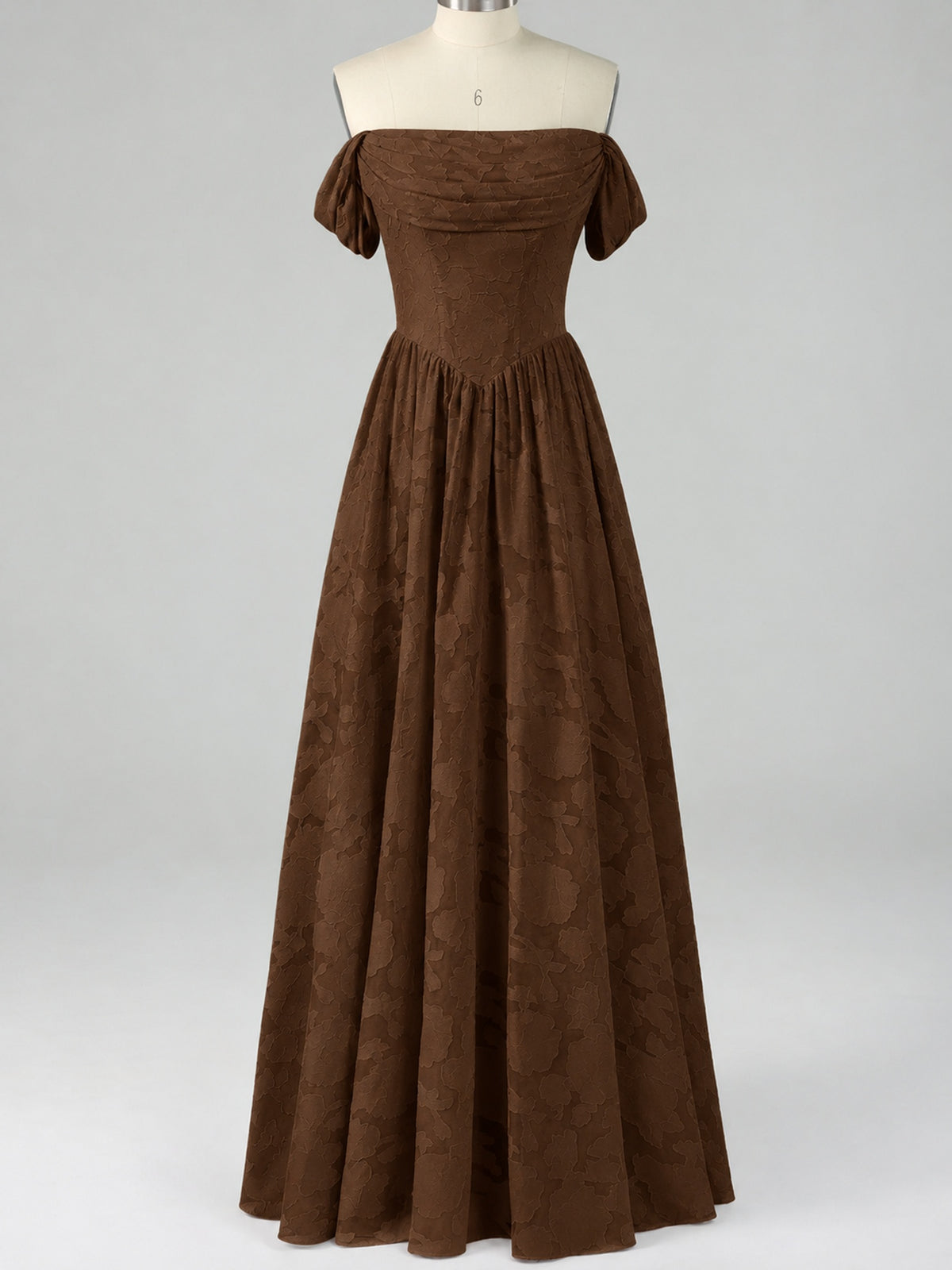 Off Shoulder Jacquard A-Line Maxi Dress