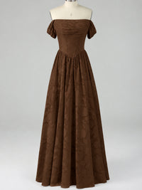 Off Shoulder Jacquard A-Line Maxi Dress