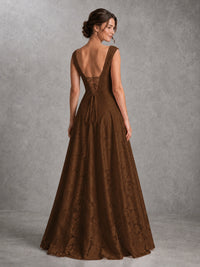 Blush Pink Lace Applique A-Line Bridesmaid Dress