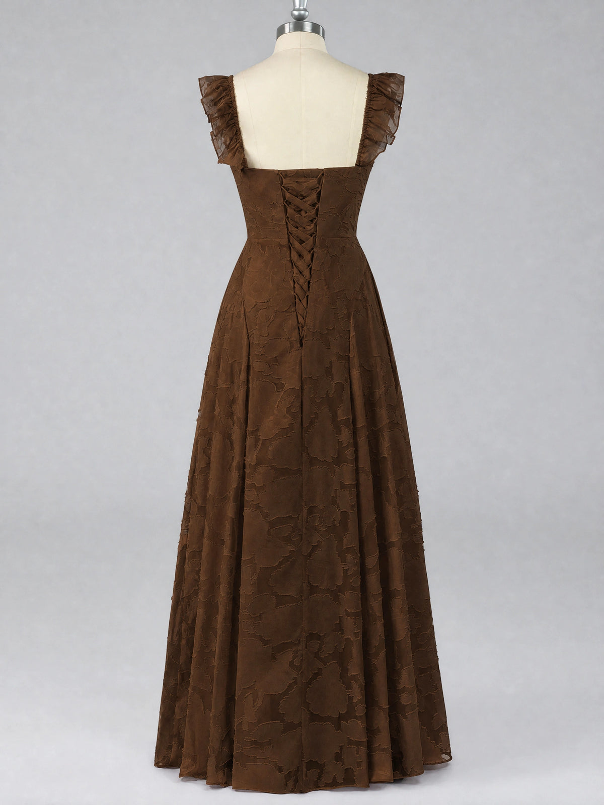 Jacquard Square Neck A-Line Maxi Dress