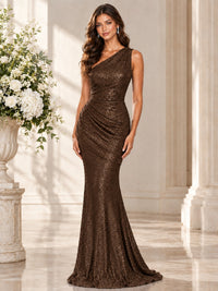 Sequin Mermaid One Shoulder Prom Dress Long formal Gown