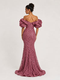 Sequin Off-Shoulder Ruffle Mermaid Prom Dress