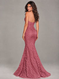Strapless Corset Mermaid Prom Dress Lace Appliqué Formal Gown