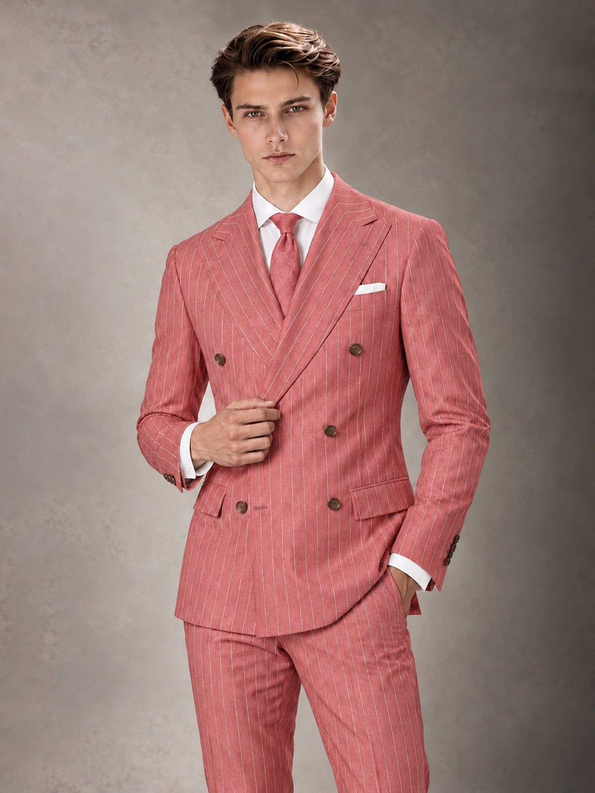 Double Breasted Pinstripe Men's Suit 2 Piece (Jacket & Pants) for Wedding & Formal Prom
