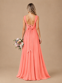 Pleated Chiffon V Neck Wedding Bridesmaid Dresses Floor Length with Slit