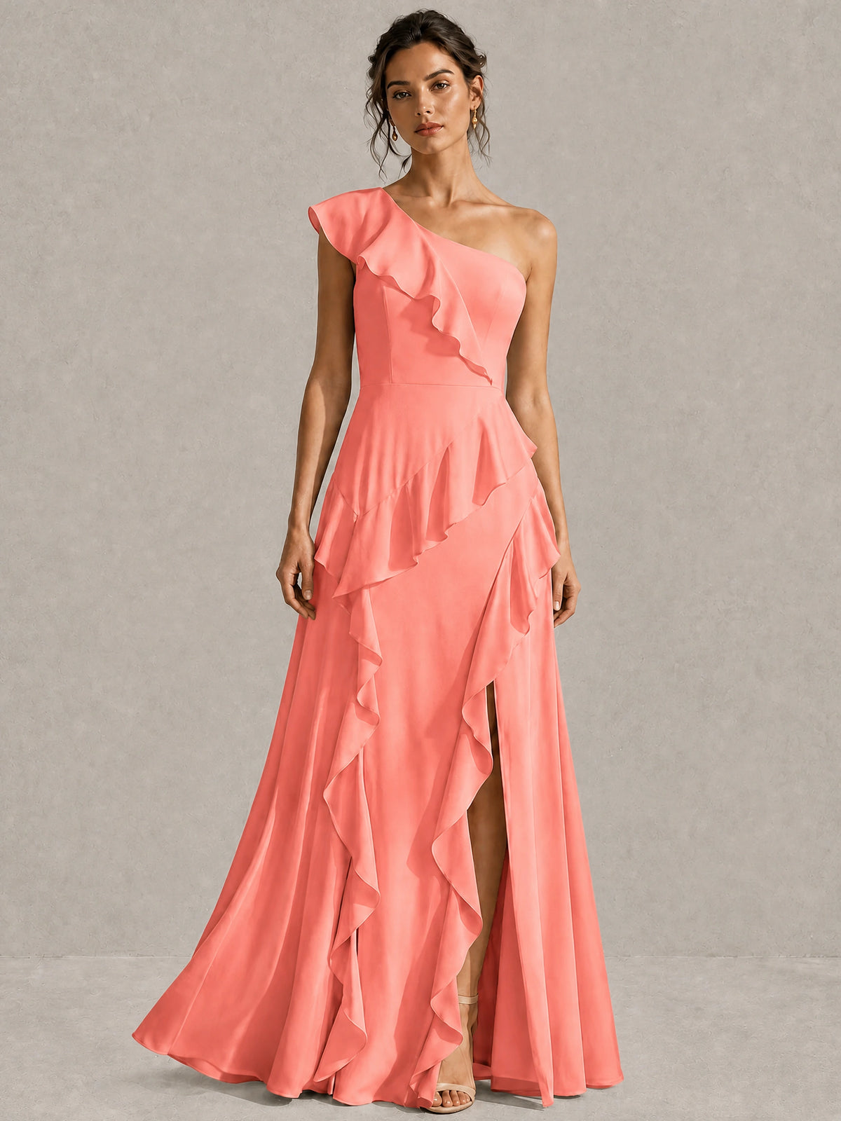 Sage Green One Shoulder Ruffle Bridesmaid Dress