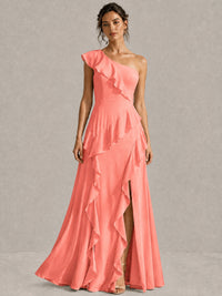 Sage Green One Shoulder Ruffle Bridesmaid Dress
