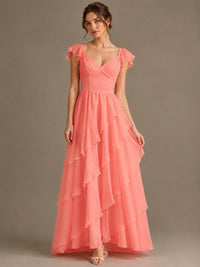 Ruffle Tiered V Neck Maxi Dress